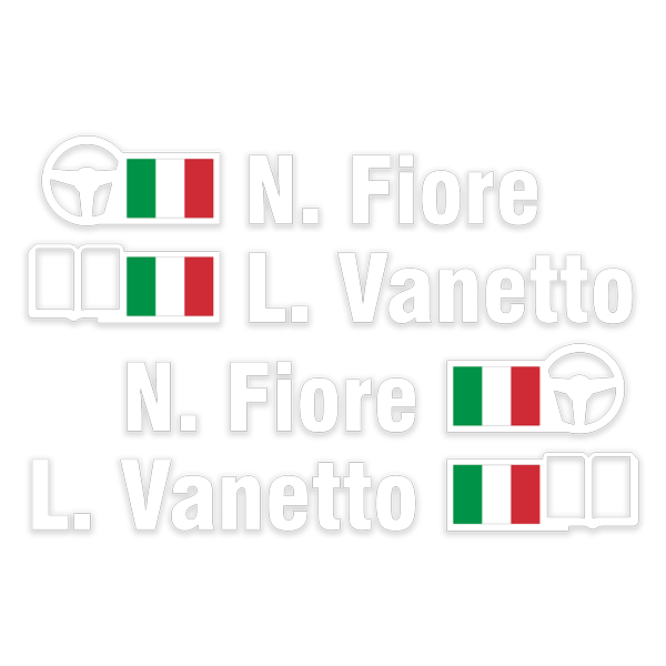 Car & Motorbike Stickers: Name and Italian rally flag