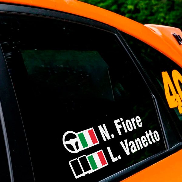 Car & Motorbike Stickers: Name and Italian rally flag