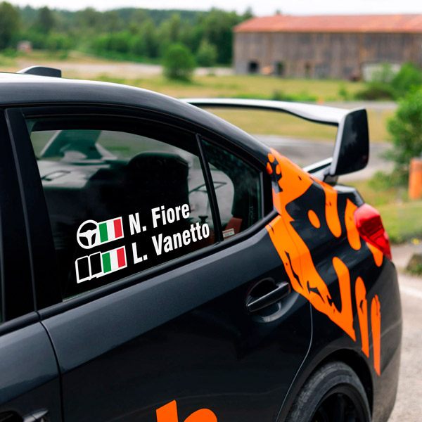 Car & Motorbike Stickers: Name and Italian rally flag