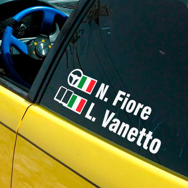 Car & Motorbike Stickers: Name and Italian rally flag