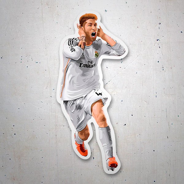 Car & Motorbike Stickers: Sergio Ramos celebrating goal with Real Madrid