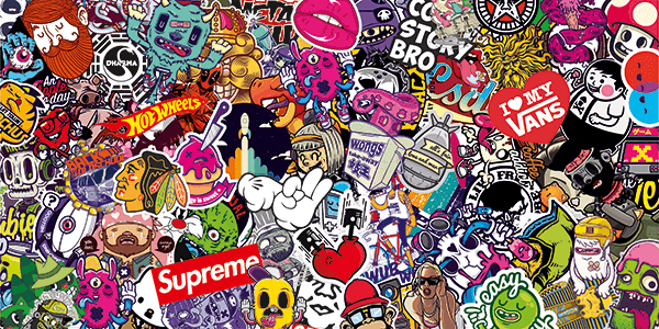 Sticker Sticker Bomb Skate | MuralDecal.com