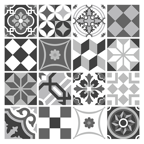 Kit 48 kitchen tile stickers black and white