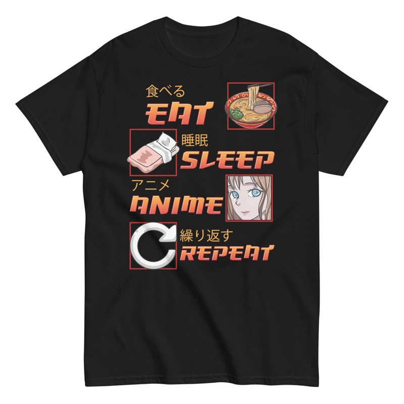 T-shirts: T-Shirt Eat Sleep Anime Repeat