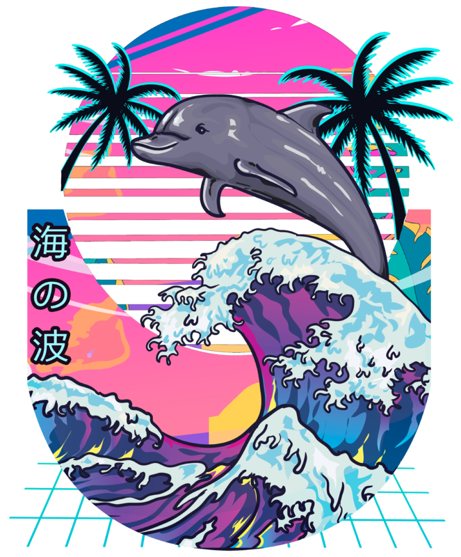 T-shirts: Aesthetic Dolphin Jumping Big Wave T-shirt