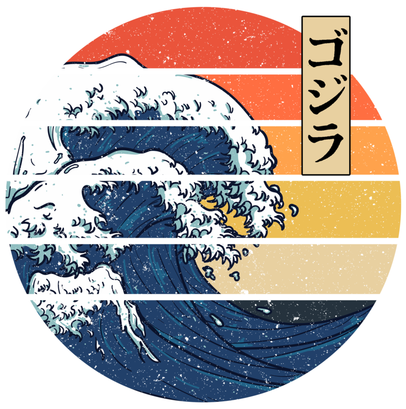 T-shirts: Great Wave of Kanagawa T-Shirt with Kanji