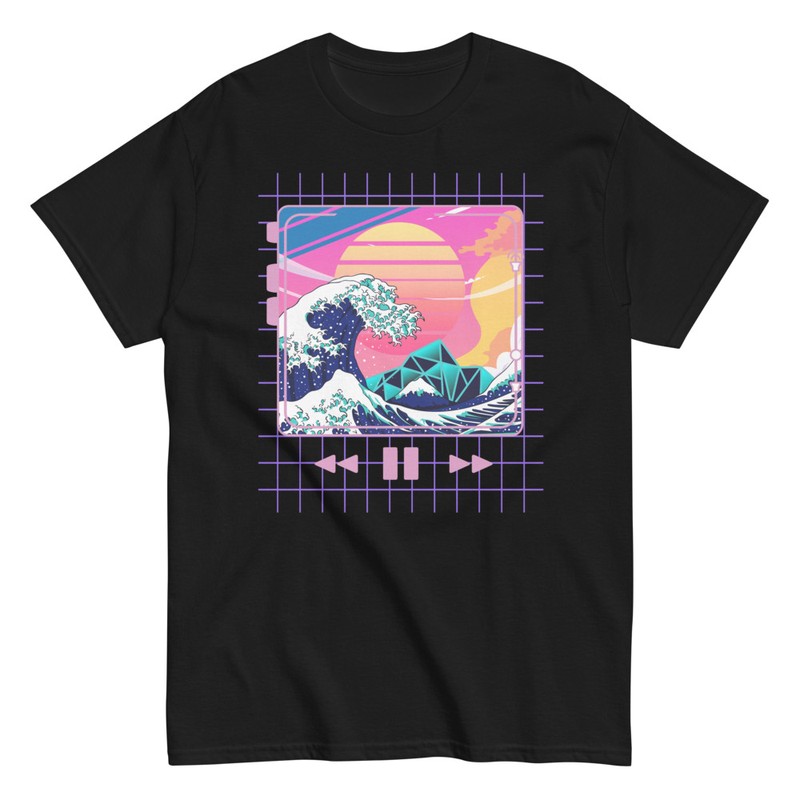 T-shirts: Great Wave of Kanagawa Aesthetic T-shirt with Play