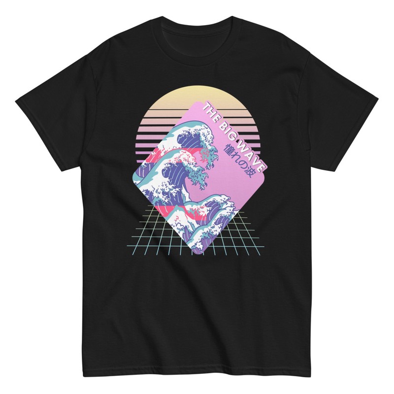 T-shirts: Vaporwave T-shirt The Great Wave 90s Vintage Style