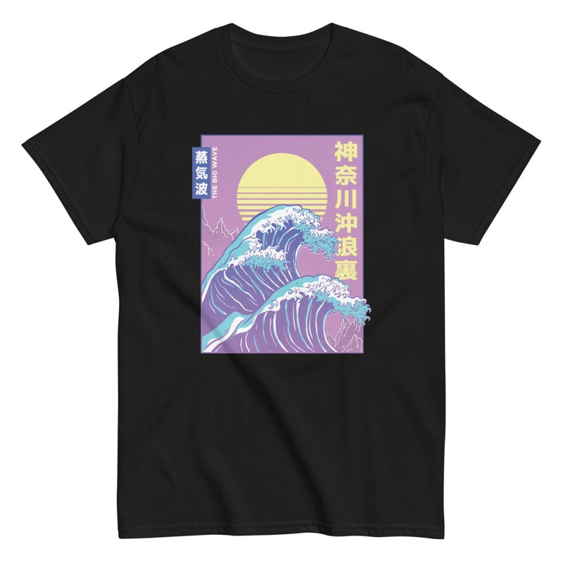 T-shirts: Vaporwave Aesthetic Big Wave Kanagawa Vintage T-Sh