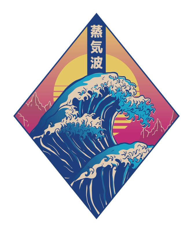 T-shirts: Vaporwave T-Shirt Kanagawa Wave Vintage Diamond