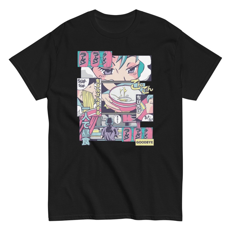 T-shirts: Manga Panels T-shirt with Ramen and 