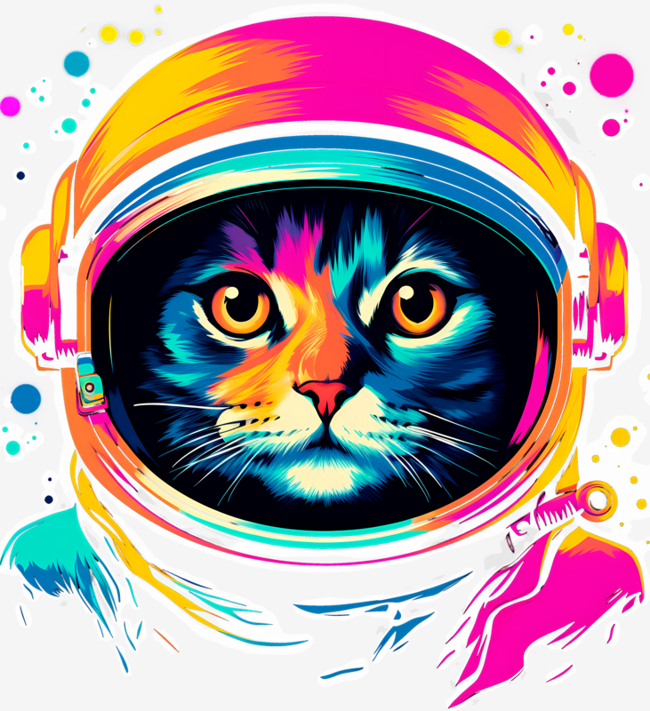 T-shirts: T-shirt psychedelic astronaut cat