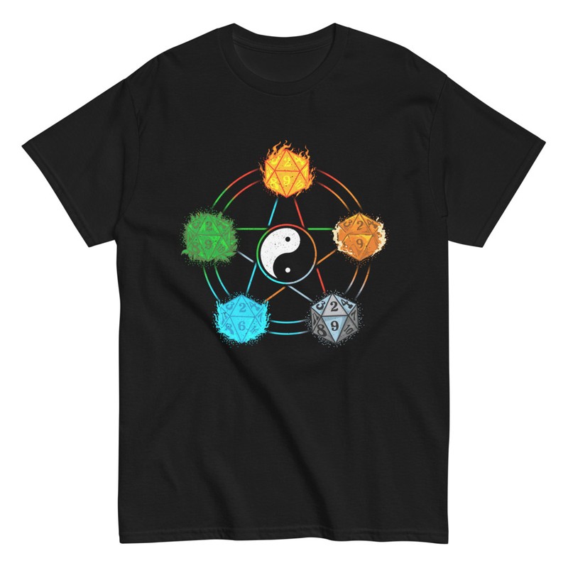 T-shirts: Star T-Shirt with Dice and Yin Yang