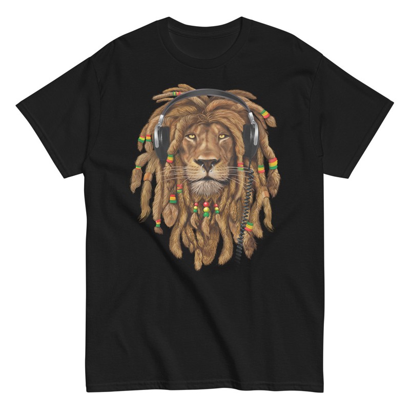 T-shirts: Rasta Lion T-Shirt with Headphones