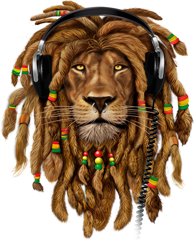 T-shirts: Rasta Lion T-Shirt with Headphones