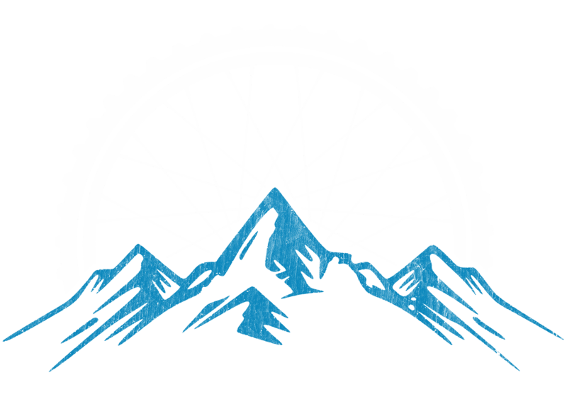 T-shirts: Mountain Cycling Wheel and Peaks