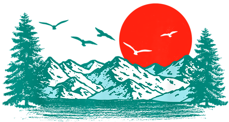 T-shirts: Snowy Mountain Landscape and Sun