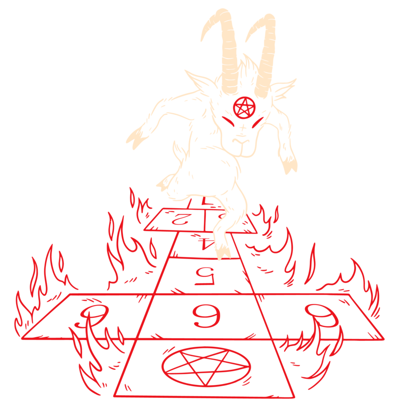 T-shirts: Demon Goat Hell's Hopscotch Halloween