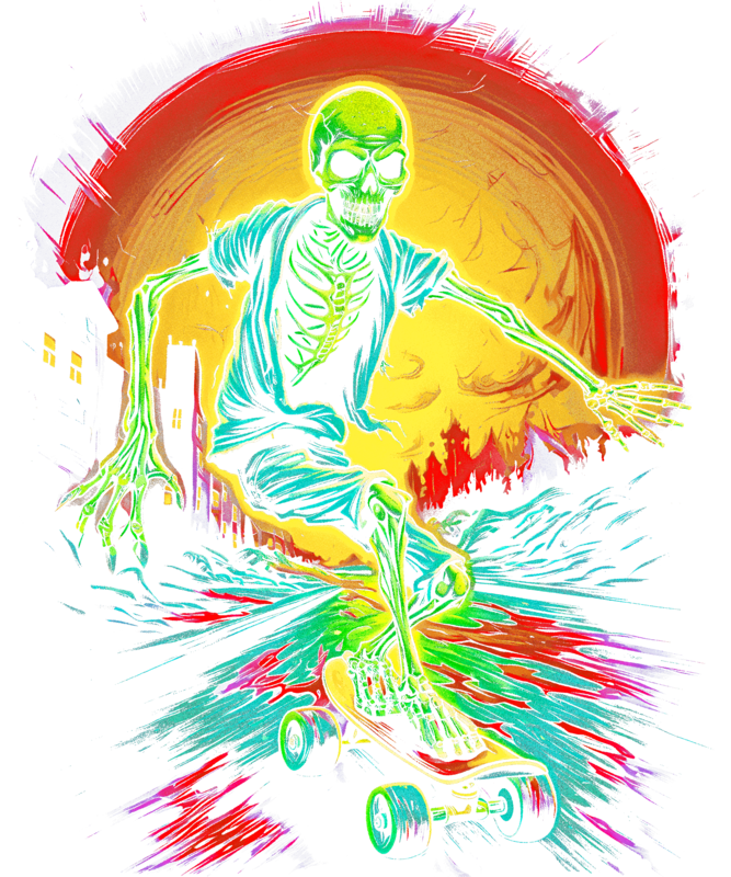 T-shirts: Skeleton Zombie Skateboarding Tee