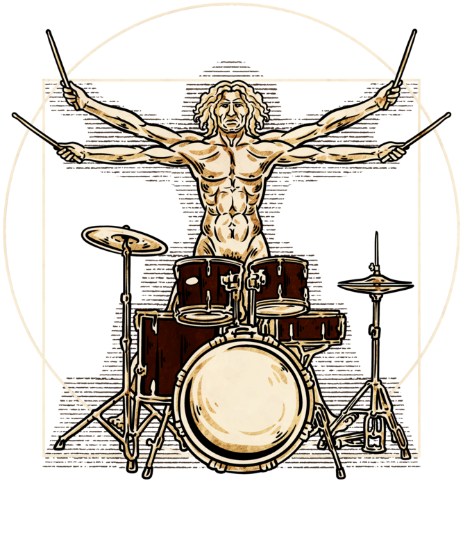 T-shirts: Vitruvian Man Rock Drummer