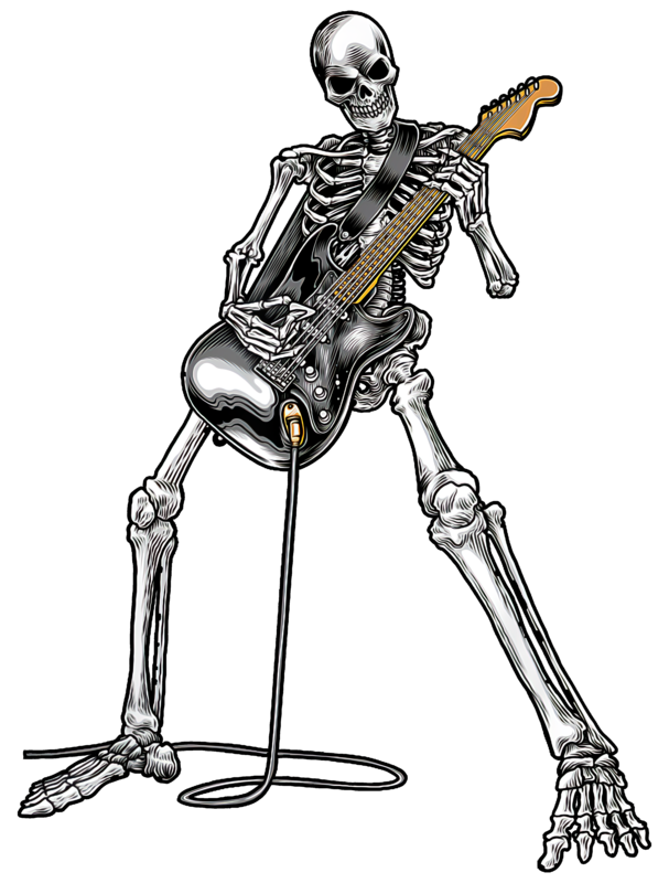 T-shirts: Skeleton Guitarist Heavy Metal