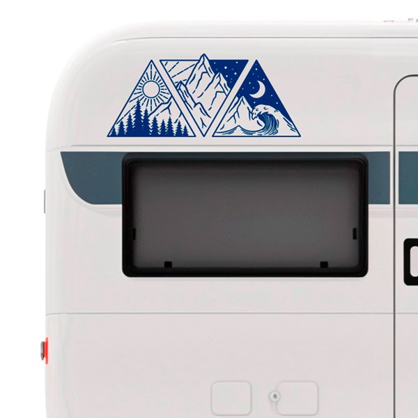 Camper van decals: Day, night, mountain, and beach