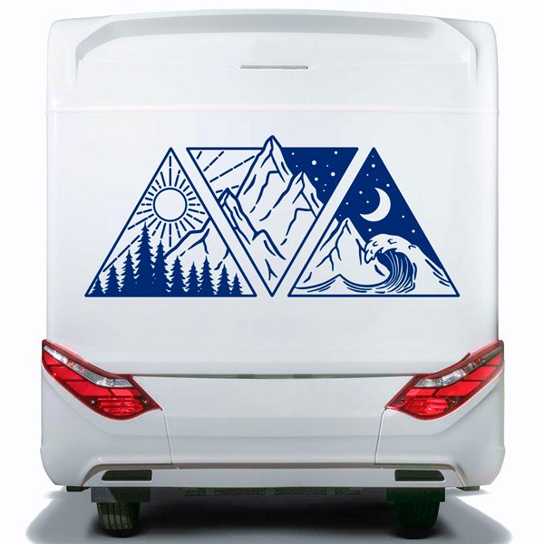 Camper van decals: Day, night, mountain, and beach